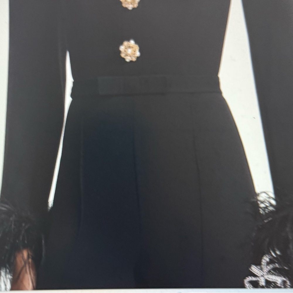 Self Portrait Black crepe feather Women's Jumpsuit, NWT, size 6 sold out online - Picture 3 of 8